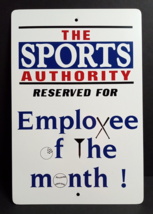 Sports Authority Employee of the Month Authentic Metal Sign 18&quot;h x 12&quot;w c1990s - $129.99