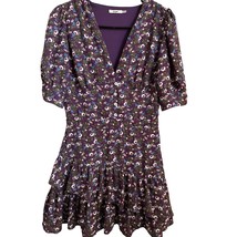 Mi Ami Mini Dress Medium Plum Floral Fit and Flare Layered Tiered Polyester - $14.01