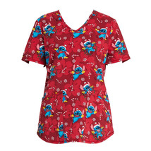 Scrubstar Women&#39;s Candy Cane Stitch Scrub Top, Size M - £14.54 GBP