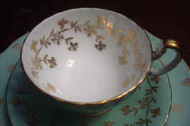 Aynsley England trio cup, saucer and dessert plate green and gold orig [96b] - £51.43 GBP