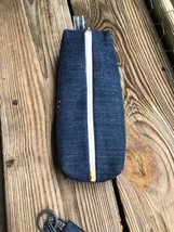 Recycled Denim Box Pencil Case Pencil Pouch Make Up Bag - $7.72