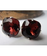 Burgundy Cushion Cut Stud Earrings w/ Swarovski 4470 / Wine Red Crystals... - £23.98 GBP