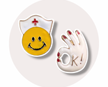 Pop Culture Enamel Pins: Happy Nurse and OK Hand Sign - $24.90