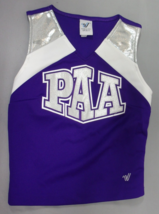 COSPLAY VARSITY SPIRIT PAA PURPLE &amp; WHITE CHEERLEADER CHEER TOP SIZE 32+1 - $42.29