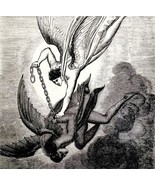 1880 Angel Binding Satan In Chains Devil Victorian Wood Engraving Religi... - $1,863.01 MXN