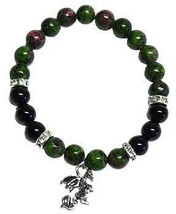 8mm Ruby Zoisite/ Black Onyx with Dragon - $35.49