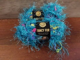 Lion Brand Fancy Fur Yarn Tropical Turquoise 2 Skeins 1.75oz 36 Yard Bulky 5 - £10.96 GBP