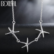 DOTEFFIL 925 Sterling Silver 18 Inch Three Starfish Pendant Chain Necklace For W - £12.23 GBP