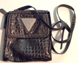 Guess purse crossbody adjustable strap black silver logo plate - £11.99 GBP