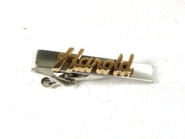 1960&#39;s Gold Tone Silver Tone HAROLD Tie Clasp By SWANK 2616 - $24.74