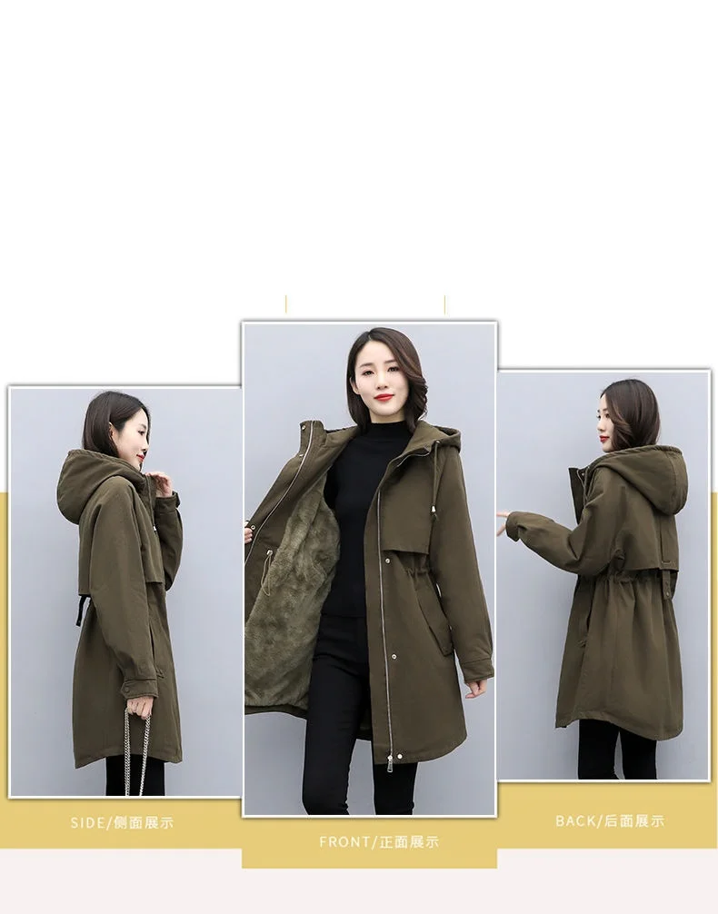 Korean Plush Thicken Women Cotton Jacket Ladies Warm Hooded Coat Jackets - $99.00