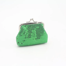 Green Sequins Decor Lock Coin Change Purse - New - $12.99