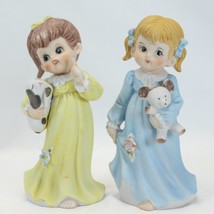 UCGC Girl w/ Puppy Dog &amp; Girl with Teddy Bear Figurine Ceramic 6 1/2&quot; Tall - £10.71 GBP