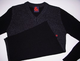 Vintage Dolce &amp; Gabbana Wool Blend V Neck Black Gray Sweater Golf Ski 38... - $164.35