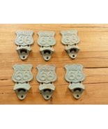 6 Route 66 Bottle Opener Cast Iron Antique Wall Mounted Bar Slight Rust - $417.96 MXN