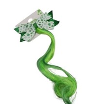 Claires Bow Barrette with Faux Hair St Patricks Day Shamrocks Glitter Green - £6.31 GBP