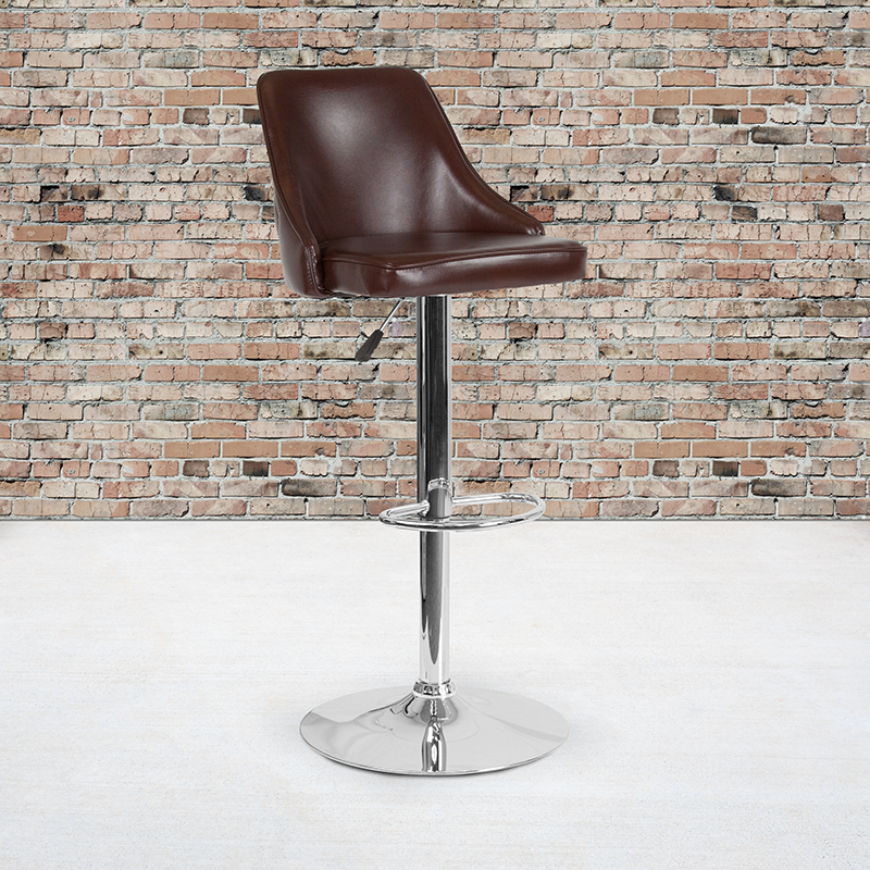 Brown Leather Barstool DS-8121A-BRN-GG