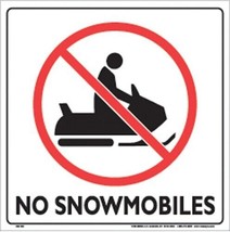 New 12 x 12 in. Trail Sign White/Black No Snowmobiles Sign .050 Gauge Pl... - £4.74 GBP