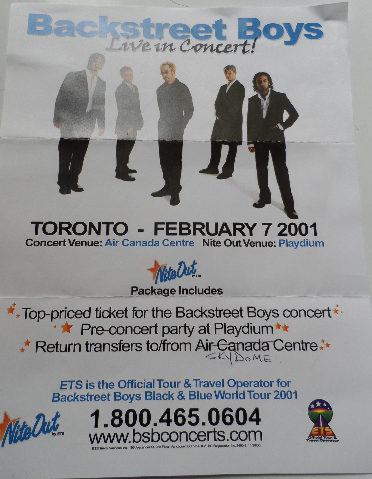 BACKSTREET BOYS 4PC TORONTO 2001 BLACK AND BLUE TOUR FLYER RARE + TICKET... - $12.75