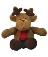 Vintage Commonwealth Christmas Sitting Moose Plush Stuffed Toy Red Scarf... - £8.20 GBP