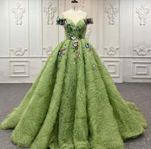 3D Butterfly &amp; Flower Beaded Appliqué Ruched Special Occasion Event Gown - £1,097.09 GBP