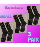 3 Pair Unisex Women/Men Bombas Crew Calf Socks Small Black~Grey Honeycomb New - $17.75