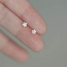 925 Sterling Silver Plated Gold Pav Crystal Five-pointed Star Earrings Women Sim - £9.72 GBP