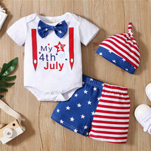 NEW 1st 4th of July Bodysuit Shorts &amp; Hat Baby Boys Outfit Set - £8.62 GBP