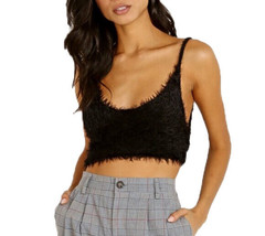 For Love &amp; Lemons Knitz Womens Crop Top Lou Sleeveless Elegant Black Size S - £53.40 GBP