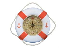 Classic White Decorative Anchor Lifering Clock With Orange Bands 18&quot;&quot; - £48.94 GBP