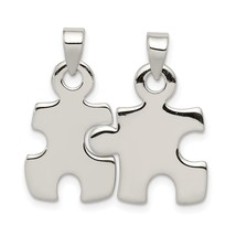 Sterling Silver Polished Puzzle Pieces Pendant Charm Jewelry 19mm x 12mm - £38.27 GBP