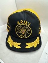 Vintage US Army 3 Stripe Snapback Hat Mesh Patch Made in USA - $69.29