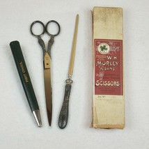 Antique W.H. Morley &amp; Sons Scissors &amp; Letter Opener Desk Set Case &amp; Box Germany - £78.63 GBP