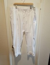 NWT Soft Surroundings Pants 1X White Medina Roll Tab Pull On Straight Le... - $29.65