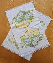 Vintage 70s B&amp;D Kitchen Towel Set 100% Cotton Terry Cloth Daises Farm Horse - $22.97 CAD