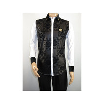 Men Sports Shirt by DE-NIKO Medallion Lion design Satin Cotton 2023 White Slim image 7