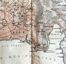Map Nice Mediterranean #2 Southern France Rare 1914 Lithograph WW1 Era WHBS - £39.53 GBP