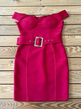 band of stars NWT women’s of the shoulder Belted dress Size 4 Red N2x2 - £21.53 GBP