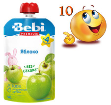 10 PACK - Bebi Pouch Organic Fruit Puree APPLE 90g No Sugar FREE Natural... - £15.52 GBP