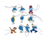 LOT OF 10 THE SMURFS MOBILE HANGER / DANGLE CHARMS PAPA SMURF SMURFETTE ... - £43.82 GBP