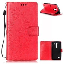 LG G3 Case, Stylish Flip Wallet Case with Kickstand, Credit Card Slot, Red Embos - $5.93