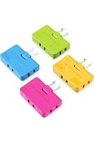 3 Way Flat Wall Outlet Extender-2 prong Adjustable Colorful 4 Pack - £7.79 GBP