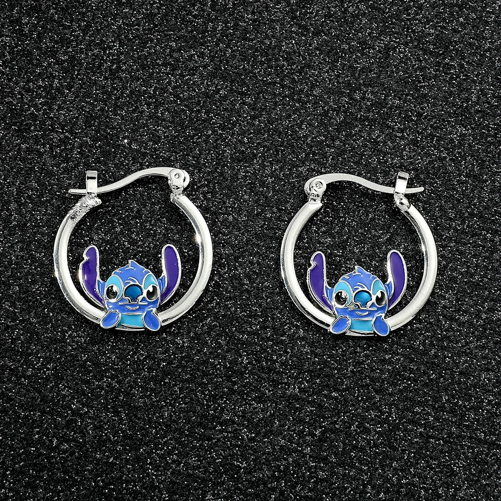 Disney Cute Cartoon Stitch with Flower Stud Earrings for Women Teen Girl... - $3.50