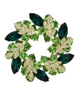 LO2918 - Flash Gold White Metal Brooches with Top Grade Crystal  in Emerald - $62.79 CAD