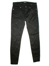 New Big Star Womens Jeans 28 Alex Skinny Pants Black Jacquard Paisley Flowers  - £124.32 GBP