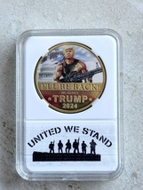 Trump &quot;I&#39;ll be back&quot; 2024 Gold color MAGA Re-Elect Coin With Case - £10.23 GBP