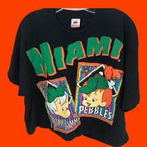 VTG 90s The Flintstones Bam Bam Pebbles Miami Baseball T-Shirt 1994 USA cropped  - £102.46 GBP