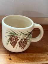 Large Emerson Creek Pottery Cream w Pine Branch &amp; Cones Art Pottery Coffee Mug - £8.99 GBP
