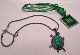 Lot of two bold necklaces statement pieces one is large silver tone Turtle - £7.52 GBP