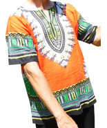 Mens ORANGE Dashiki Shirt African Blouse Top Rap Rapper ~ FAST SHIPPING - $16.44 CAD